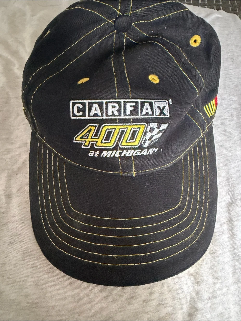 CARFAX 400 at Michigan Black Baseball Cap with Yellow Stitching